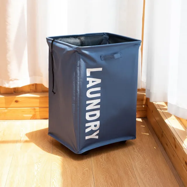 1 pc Foldable laundry basket with wheels and waterproof storage bag