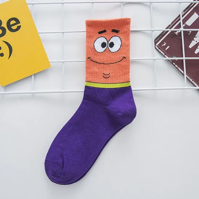 Unisex colorful socks with Spongebob printing and his friends