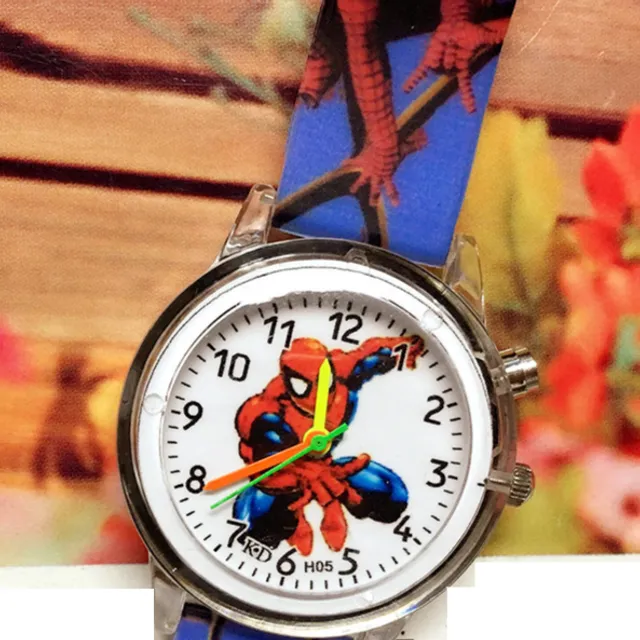 Chłopięcy świecący zegarek z silikonowym paskiem - Spiderman
