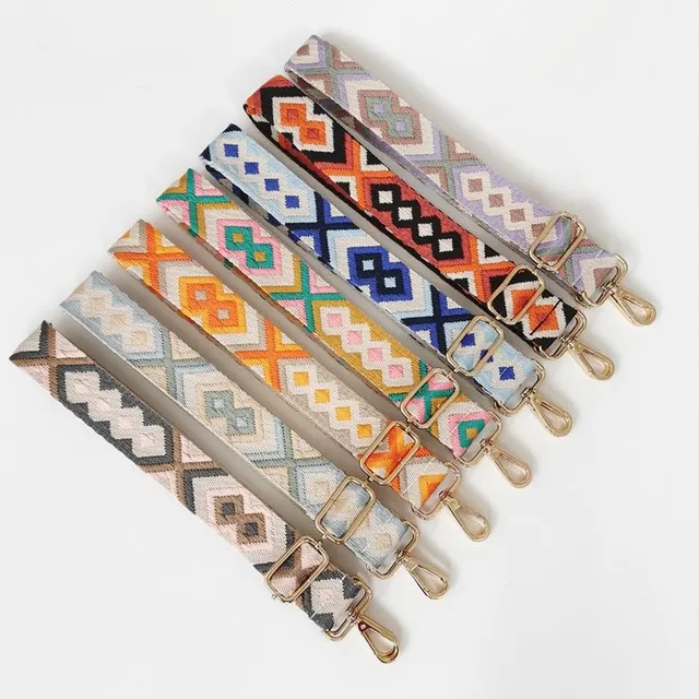 Luxury handbag strap with adjustable length with Aztec design - more variants Edwin