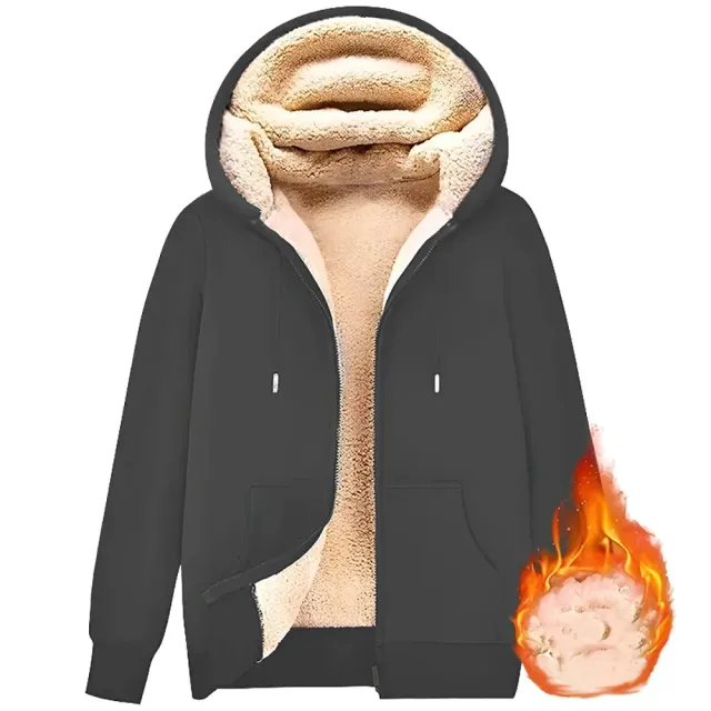 Winter unisex sweatshirt with hood on zipper and teddy lining