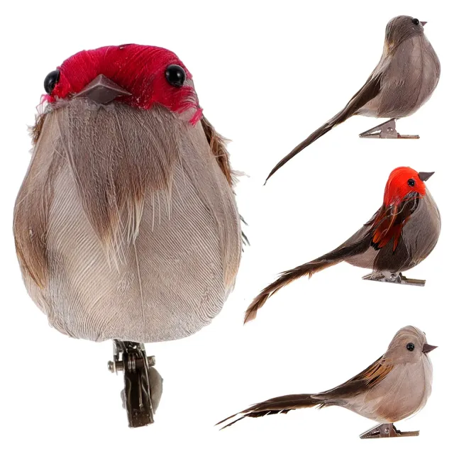 4 pieces of artificial Christmas tree birds, suitable as garden decoration