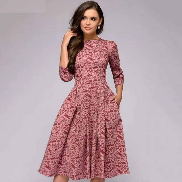 Damska jesienna sukienka w stylu vintage