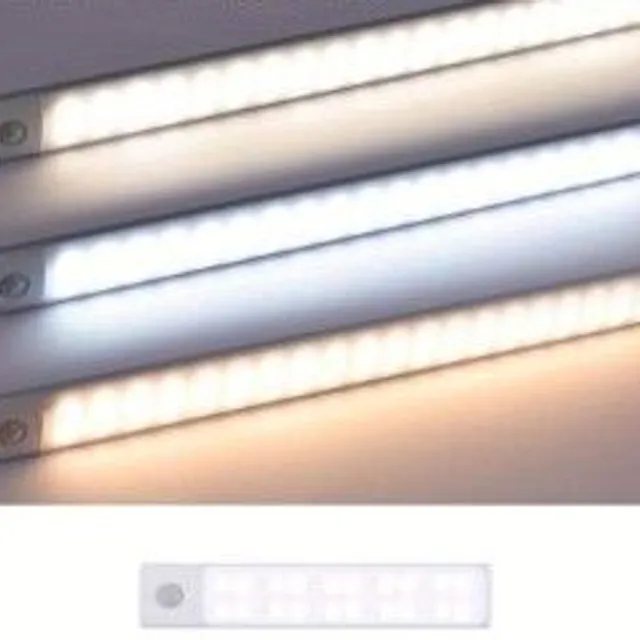 Bezdrátové LED osvětlení skříně se senzorem pohybu - magnetické, USB nabíjecí, noční světlo do kuchyně a na baterie, ideální pro skříně, chodby, police apod