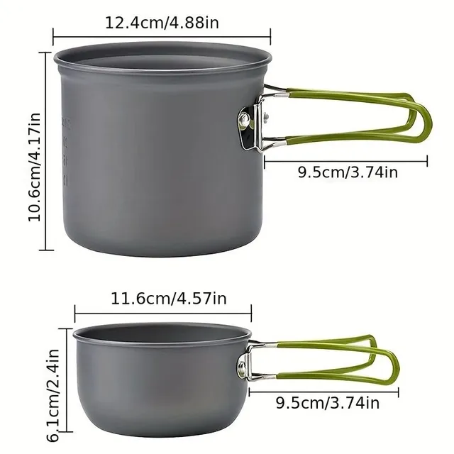 Outdoor camping utensils set, portable folding pot with dishes