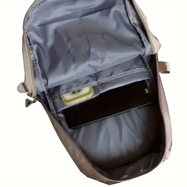 Trendowy plecak z wieloma kieszeniami, monochromatyczny, duża pojemność