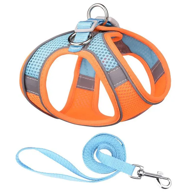 Reflective dog harness with leash - Adjustable vest, breathable collars for small and large dogs.