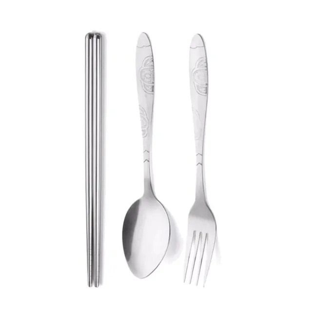 Travel set of stainless steel cutlery and chopsticks