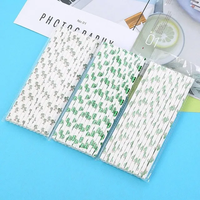 Paper straw with pattern 25 pieces C74