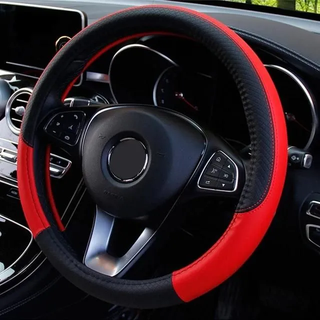 Leather steering wheel cover