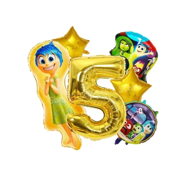 Ensemble de ballons d'anniversaire en aluminium avec numéro - personnages du film Vice-Versa 2