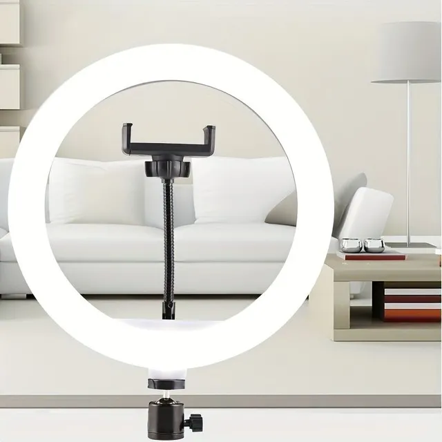 LED circular light with flexible tripod and phone holder