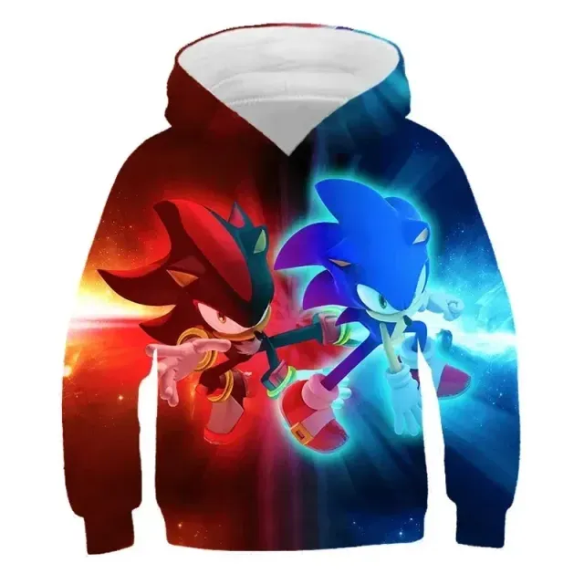 Hanorac unisex pentru copii cu glugă și imprimeu 3D cu Sonic