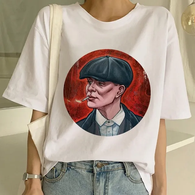 Női túlméretezett rövid ujjú póló Peaky Blinders nyomtatással