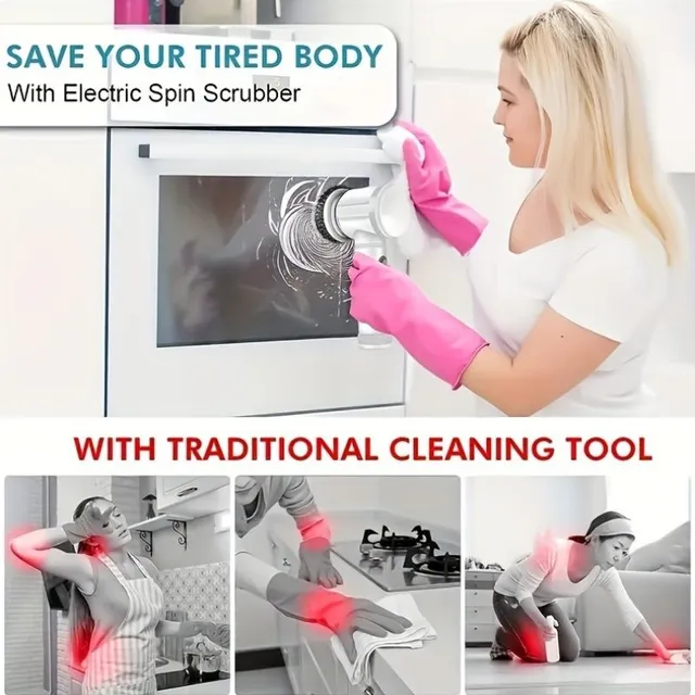 5v1 electric cleaning brush with replaceable heads - for thorough cleaning whole household