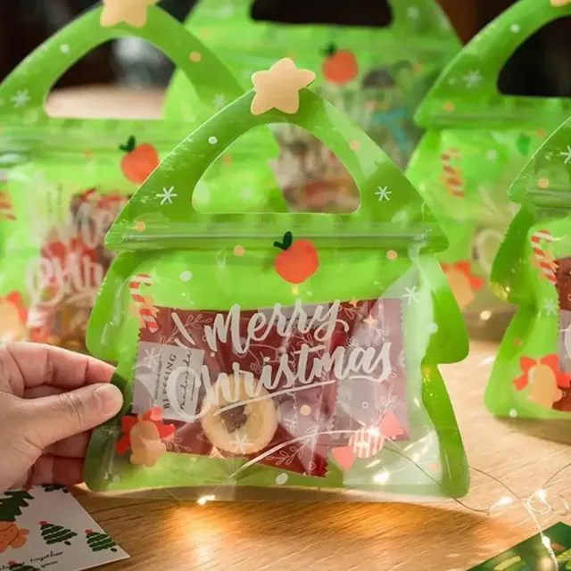 Sada 10ks vánočních taštiček na cukroví ve tvaru stromečku nebo soba