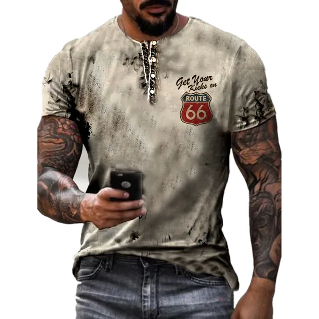 Men's short sleeve T-shirt with 3D design print - Route