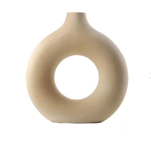 Creative ceramic vase in the shape of a doughnut - Round Hollow Florist