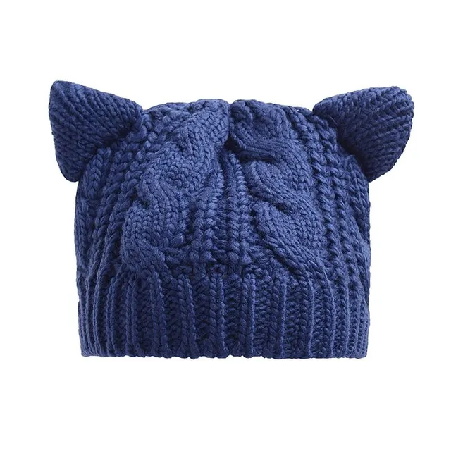 Women's winter knitted hat with ears