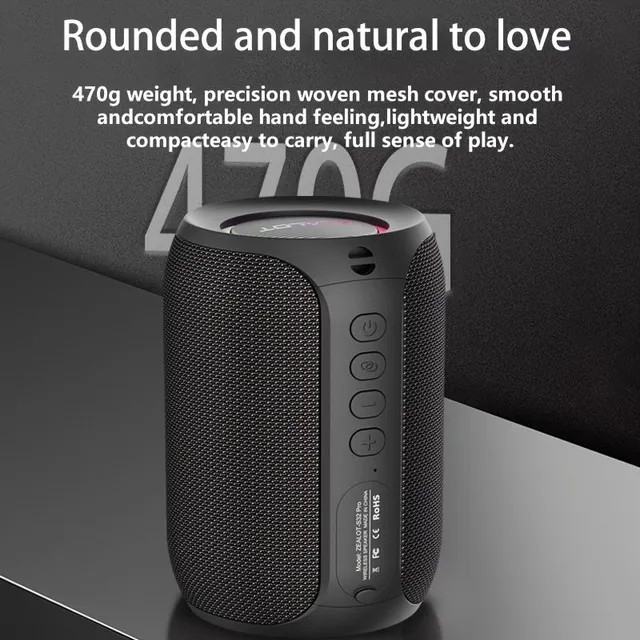 Transferable wireless speaker with subwoofer, 12 hours per charge, stereo sound, possibility to connect 2 speakers, 3000mAh battery