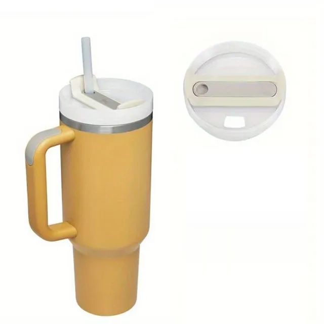 Stainless steel portable thermo mug with straw in different colours