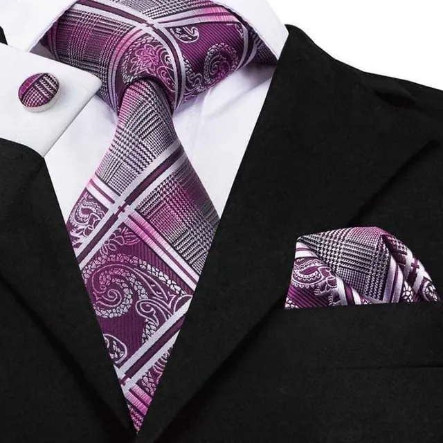 Men's luxury set with pattern | Tie, Handkerchief, Cufflinks