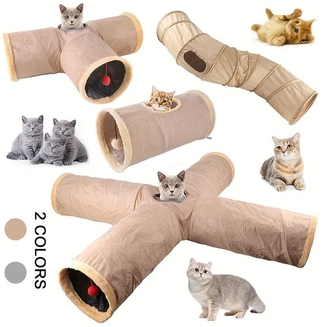 Felt folding tunnel for cats 2/3/4 ways - cozy and fun