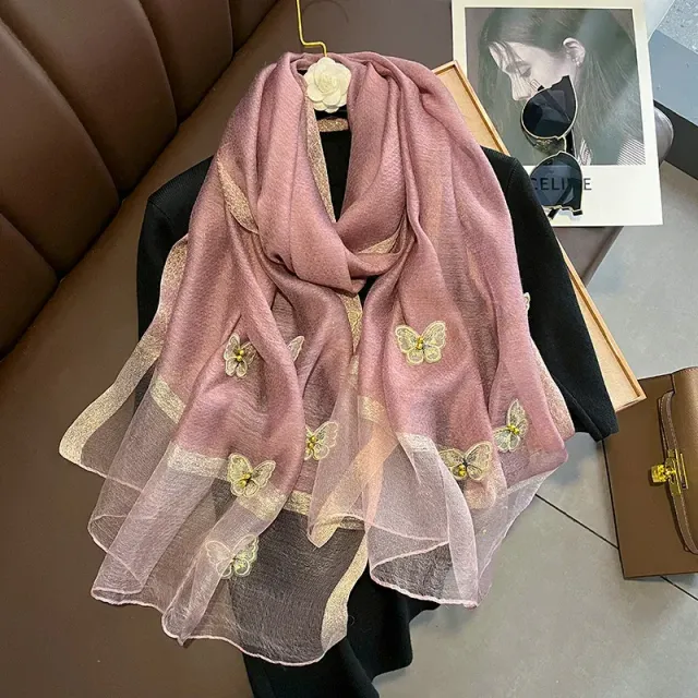 Luxury single color soft wooled silk scarf for women