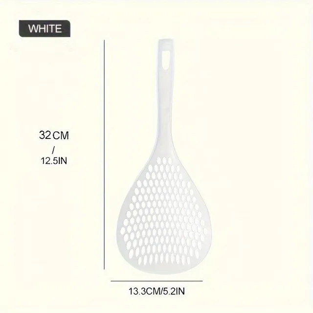 Large plastic ladle with a pasta and fruit label