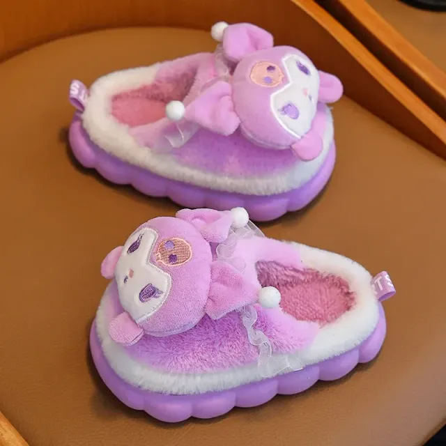 Kids cute slippers at home, soft and slippery