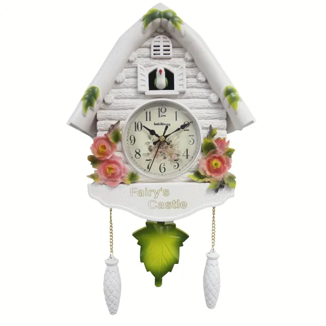 Nordic cuckoo clock with birdhouse - Daily and hourly alarm, pendulum wall clock for household, office and living room decoration