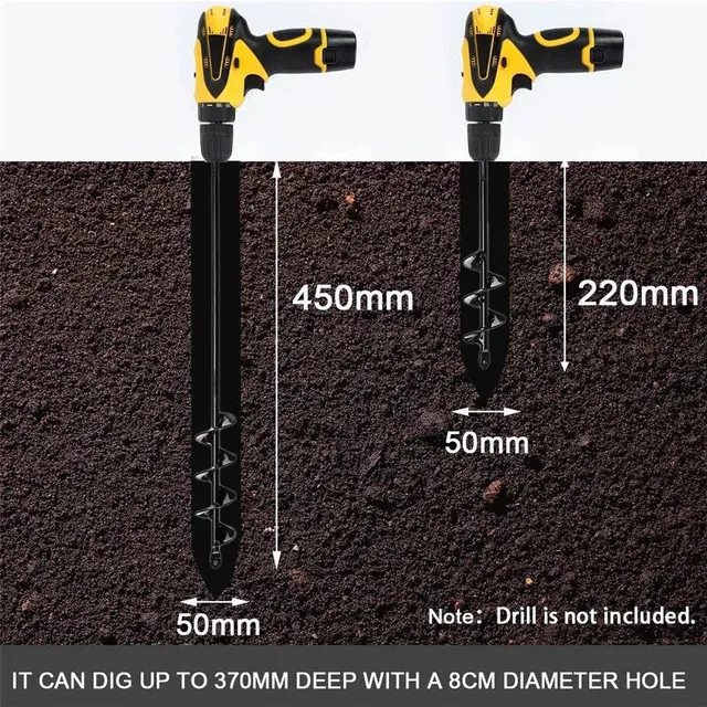 Garden soil auger for digging holes for planting flowers