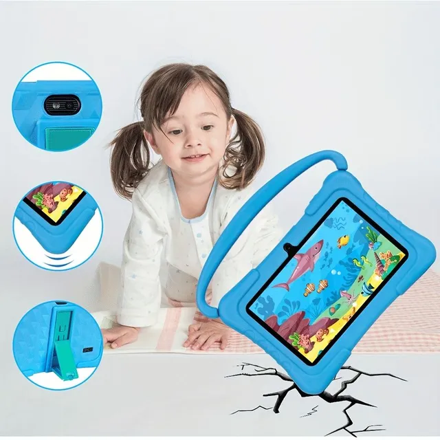 Tablet pentru copii 7" 32GB ROM 2GB RAM Android 11 cu Wi-Fi, GMS, protecție a vederii, aplicații educaționale și control parental + husă din silicon