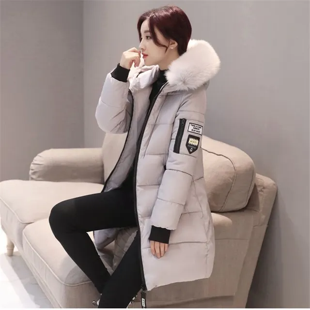 Women's winter jacket with distinctive collar and patches