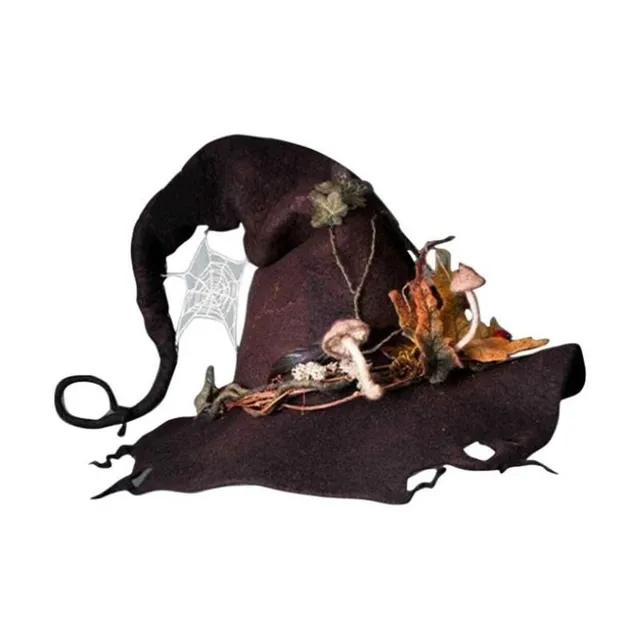 Štýlový čarodejnícky klobúk s ozdobnými kvetmi - Halloween