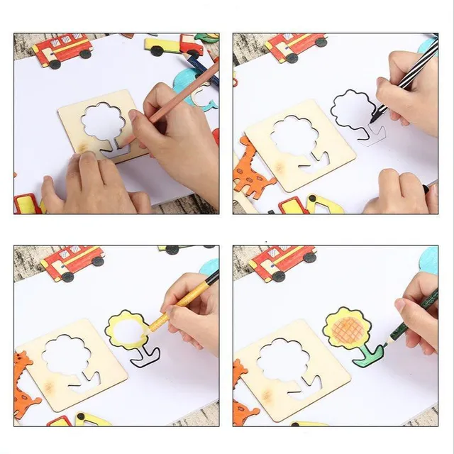Children's wooden drawing templates - 20 pcs