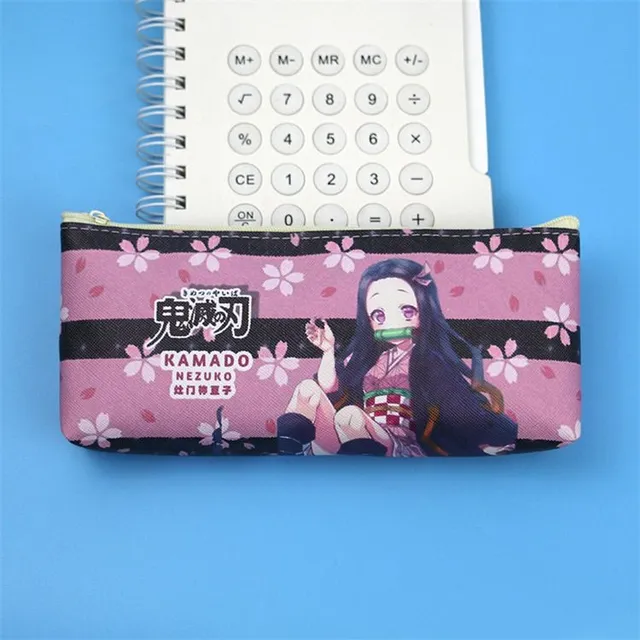 Trendy modern original stylish school pencil case with one pocket with colourful anime motif