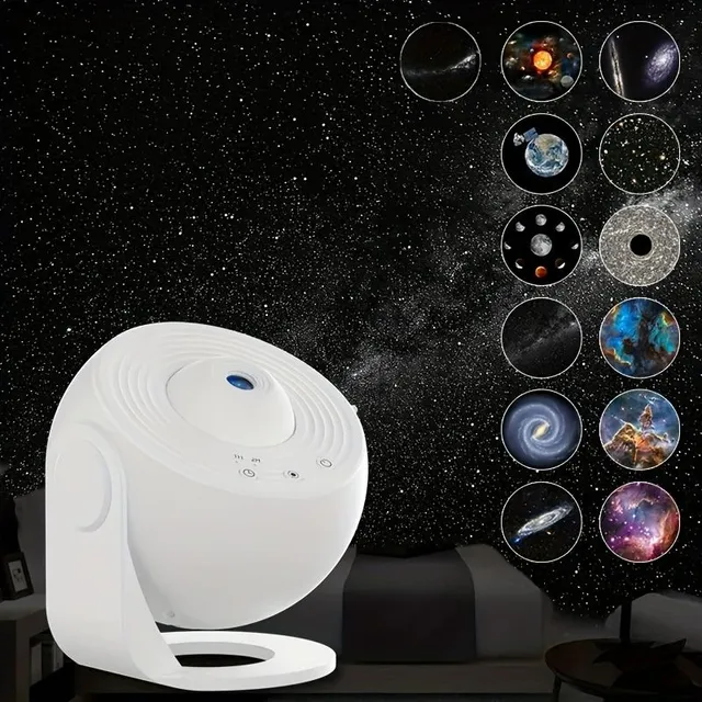 Projector of starry sky with 12 replaceable discs - 1 pcs - Projector of night light with LED lights for planetarium and room