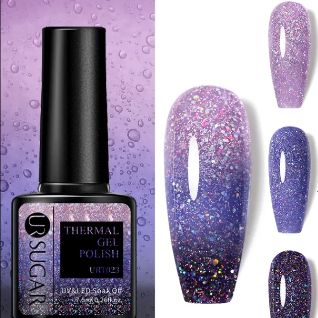 Temperature-responsive glitter gel varnish