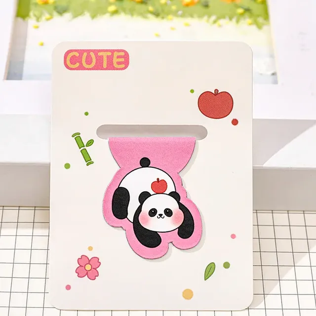 Set of 12 cute magnetic bookmarks with drawn panda for students