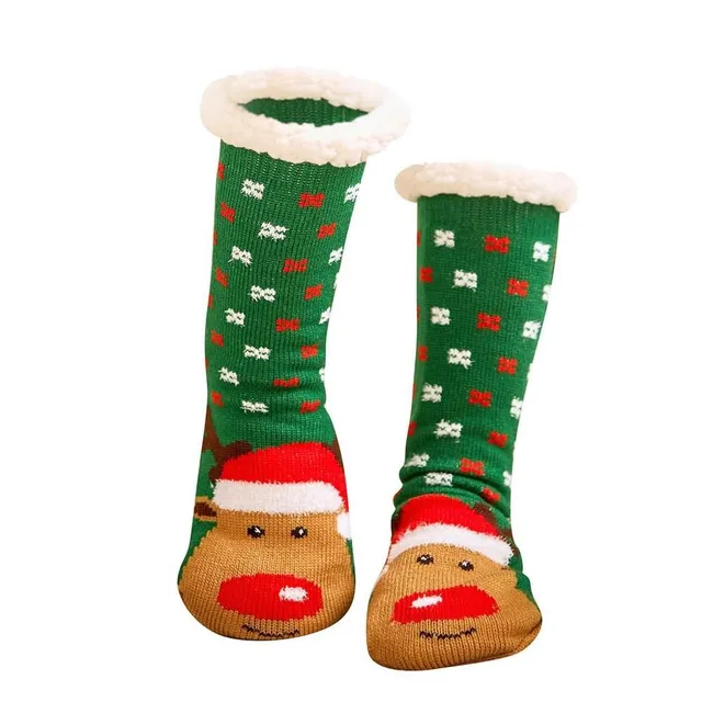 Women's insulated winter socks with cute Christmas motif