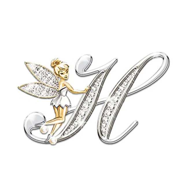 Luxury glitter brooch with letter - Fairy