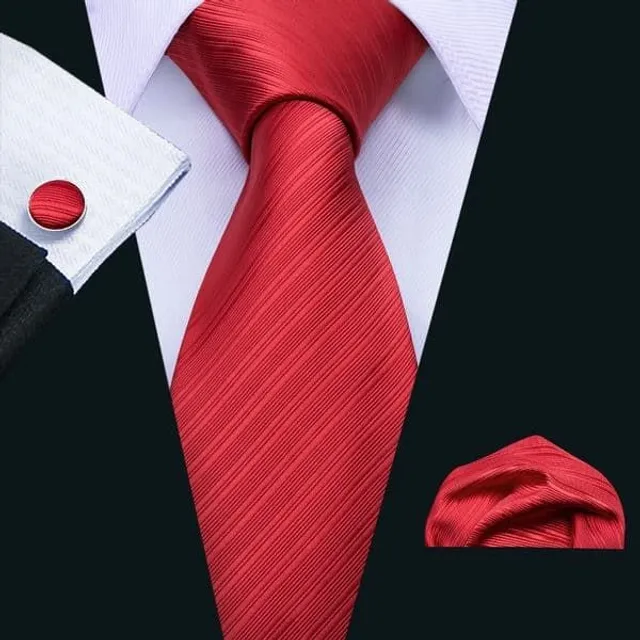 Men's beautiful business set with fine pattern | Tie, Handkerchief, Cufflinks