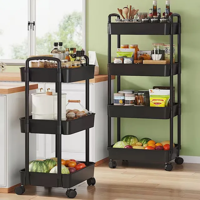 4-story multifunctional storage trolley for kitchen, bathroom, office and bedroom - snacks and storage space