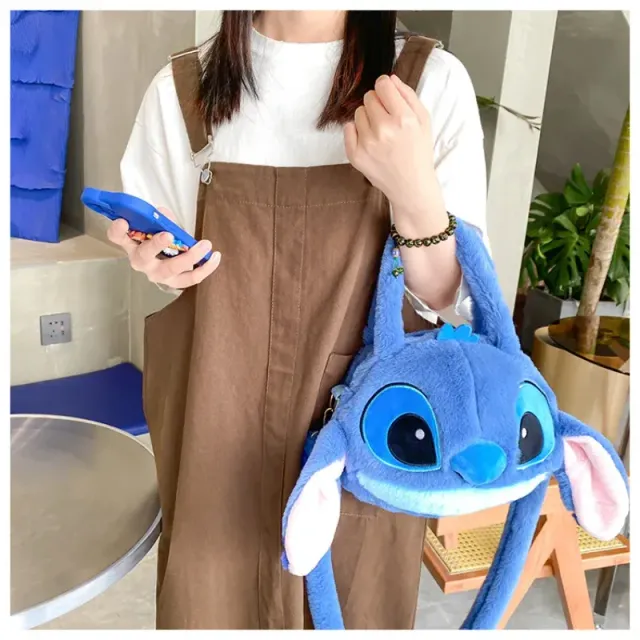 Stylische Plüsch-Umhängetasche in Form des Kopfes der beliebten Disney-Figur Stitch