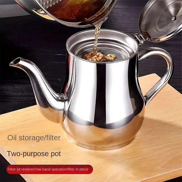 High quality stainless steel oil kettle with cedar - ideal for oil storage and induction heating