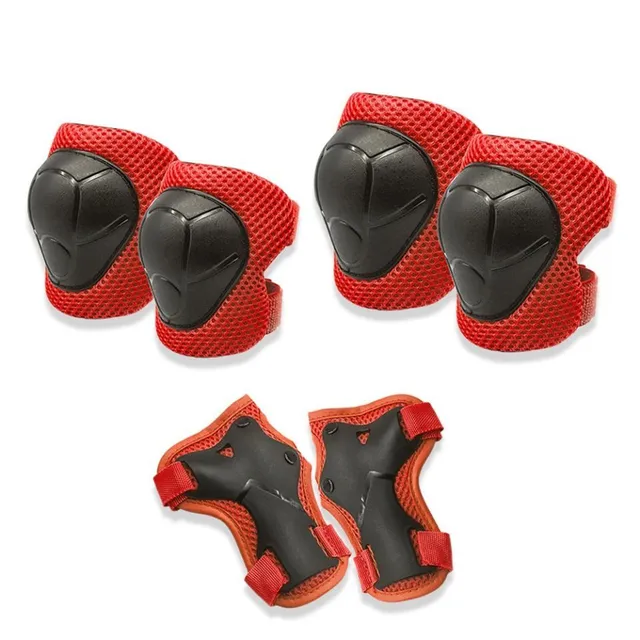 Kids original colourful modern knee and hand pads for roller skating Red