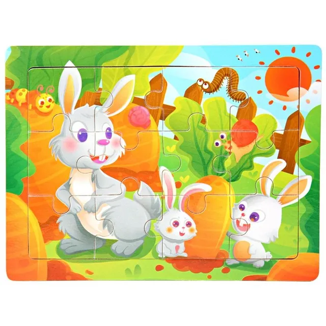 Kids cute wooden puzzle with pets 12