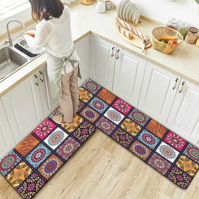 Moroccan ethno carpet for floor | Non-slip modern kitchen mat