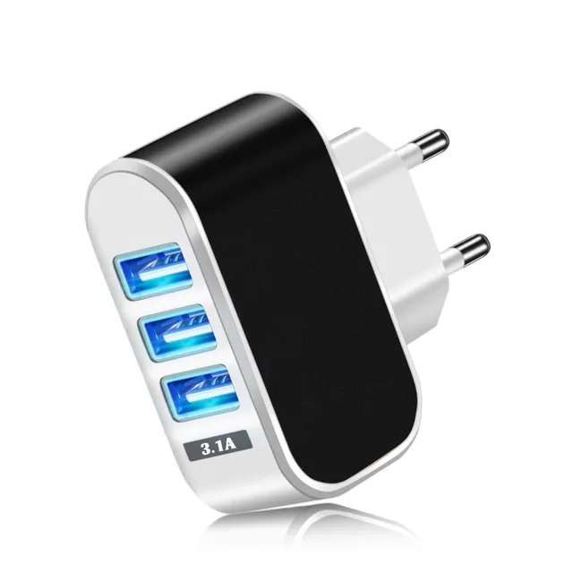 Mains charging adapter 3 USB ports